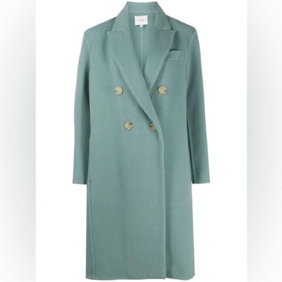 Vince Double-Breasted Teal Trench Coat - Picture 5 of 8